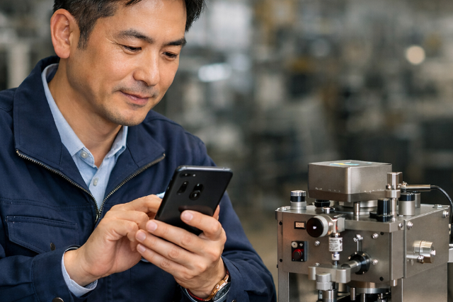 スマホで簡単査定依頼をしている様子